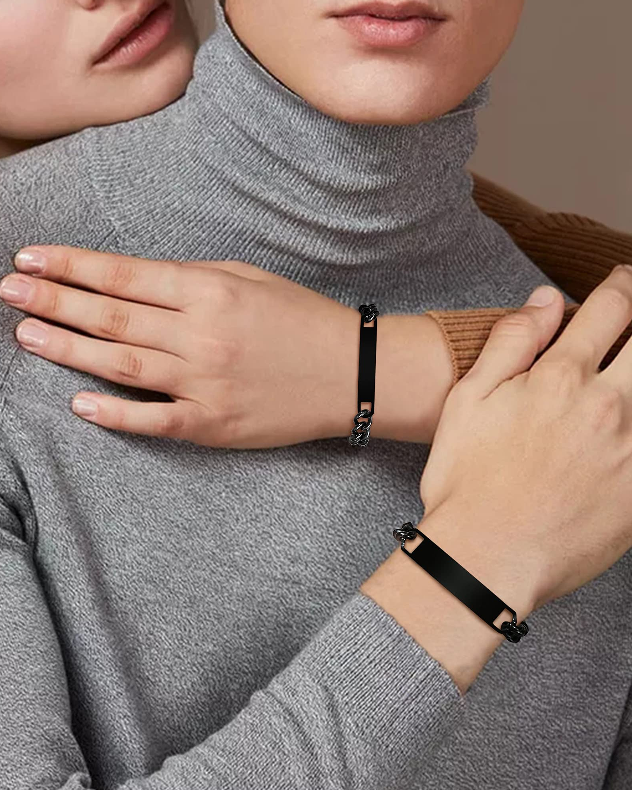 NEXUS™ Custom Engraved Curb Chain Bracelet - Black