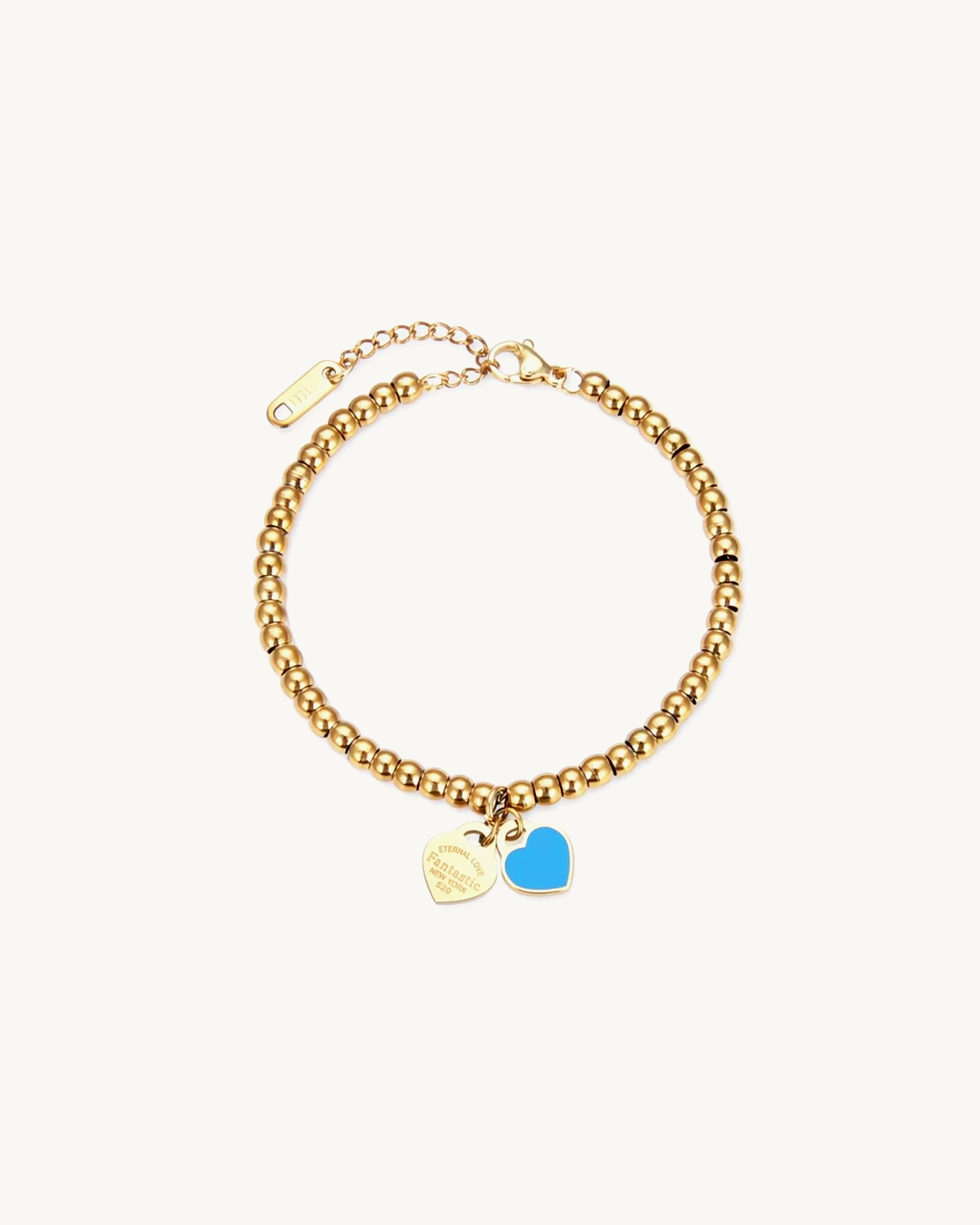 AUREUS™ Double Heart Charm Bracelet – Gold + Blue