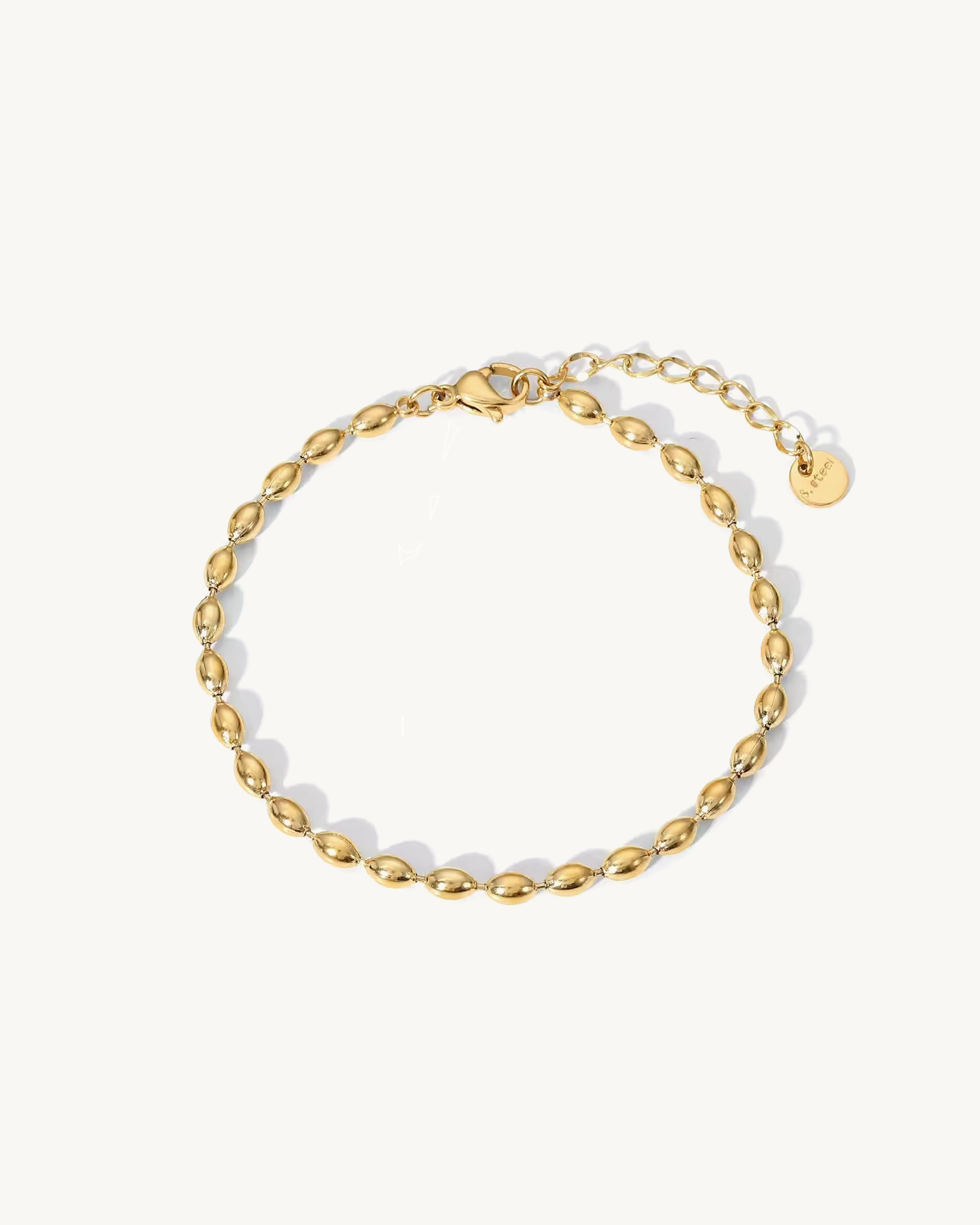 Nexus™ Beanie Rice Bead Chain Bracelet – Gold