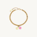 AUREUS™ Double Heart Charm Bracelet – Gold + Pink