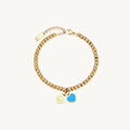 AUREUS™ Double Heart Charm Bracelet – Gold + Blue