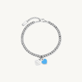 AUREUS™ Double Heart Charm Bracelet – Silver + Blue