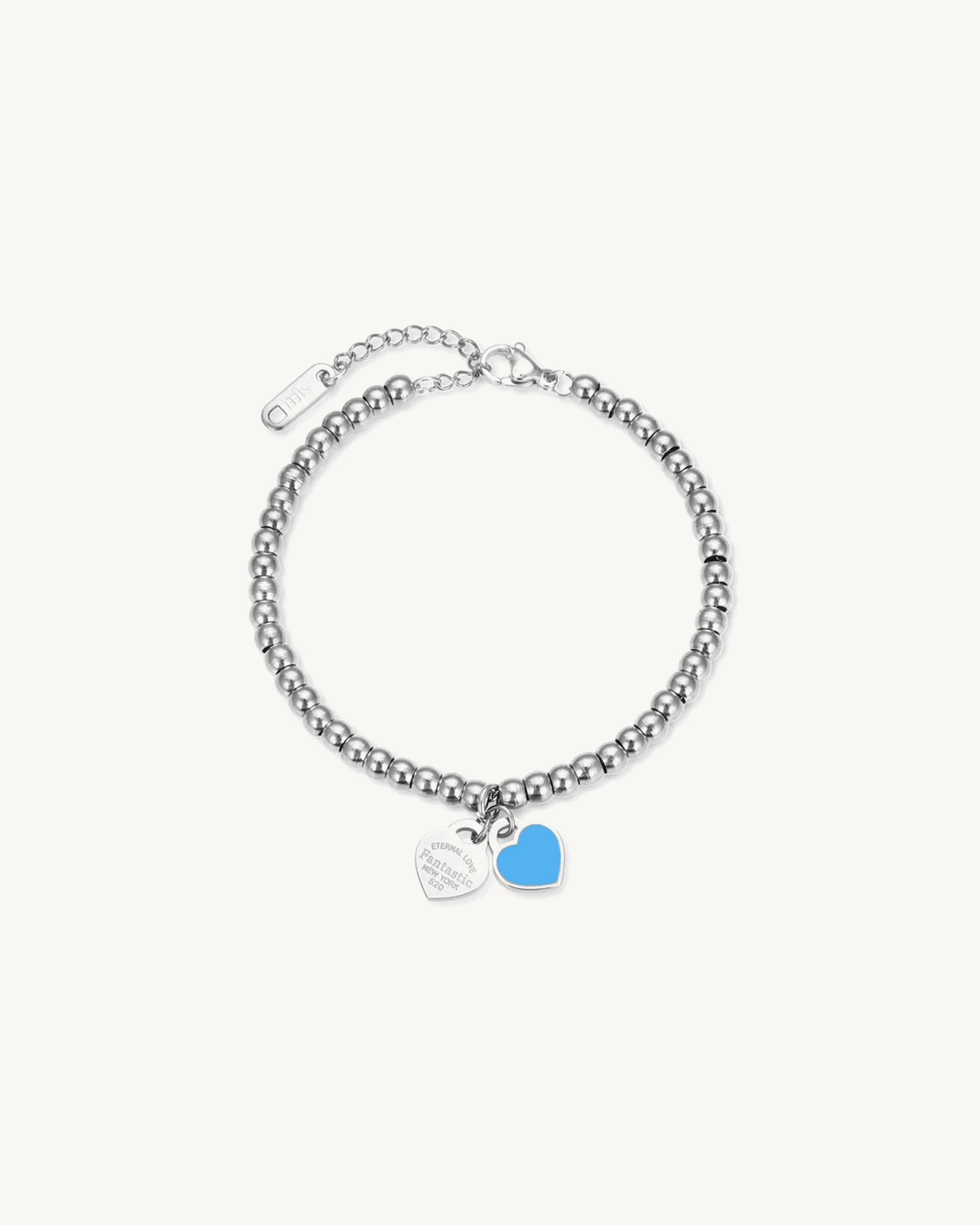AUREUS™ Double Heart Charm Bracelet – Silver + Blue