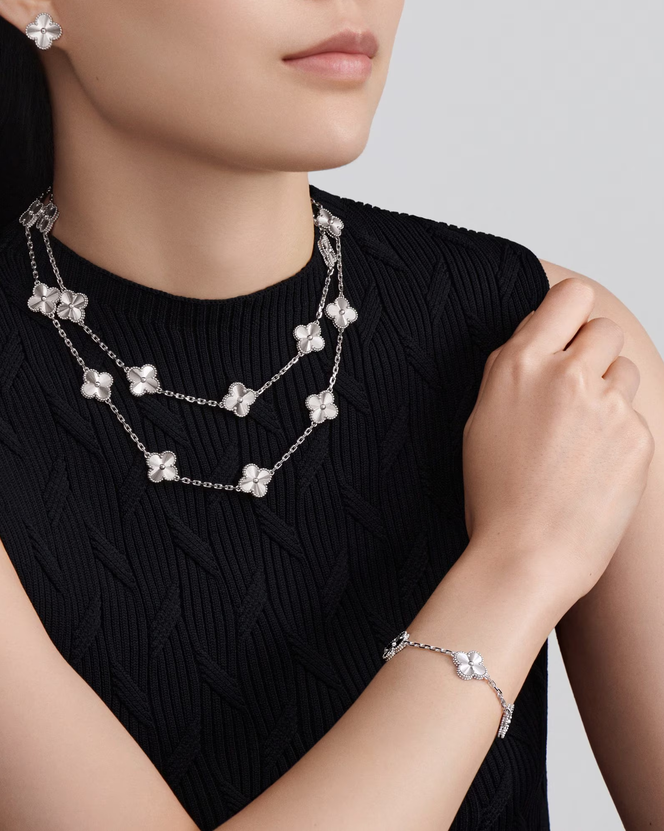 NOIR™ Clover Cable Chain Bracelet - Silver