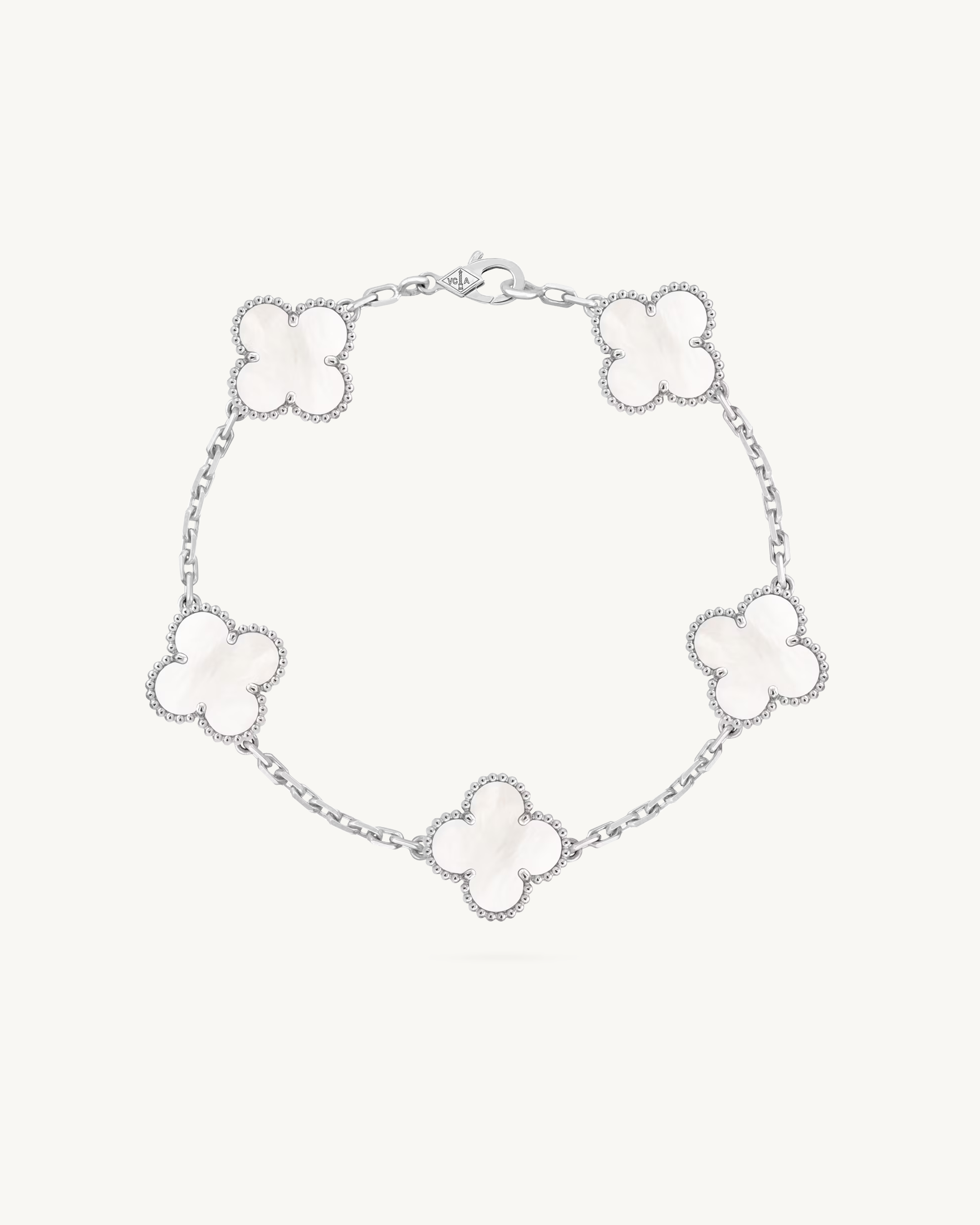 NOIR™ Clover Cable Chain Bracelet - Silver Pearl