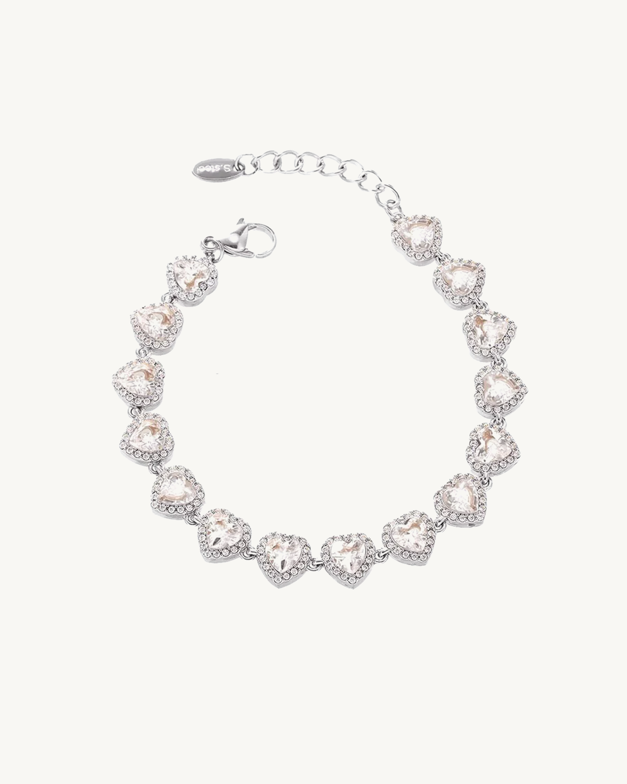 LUMIÉRE™ Heart Zirconia Stones Chain Bracelet - Silver