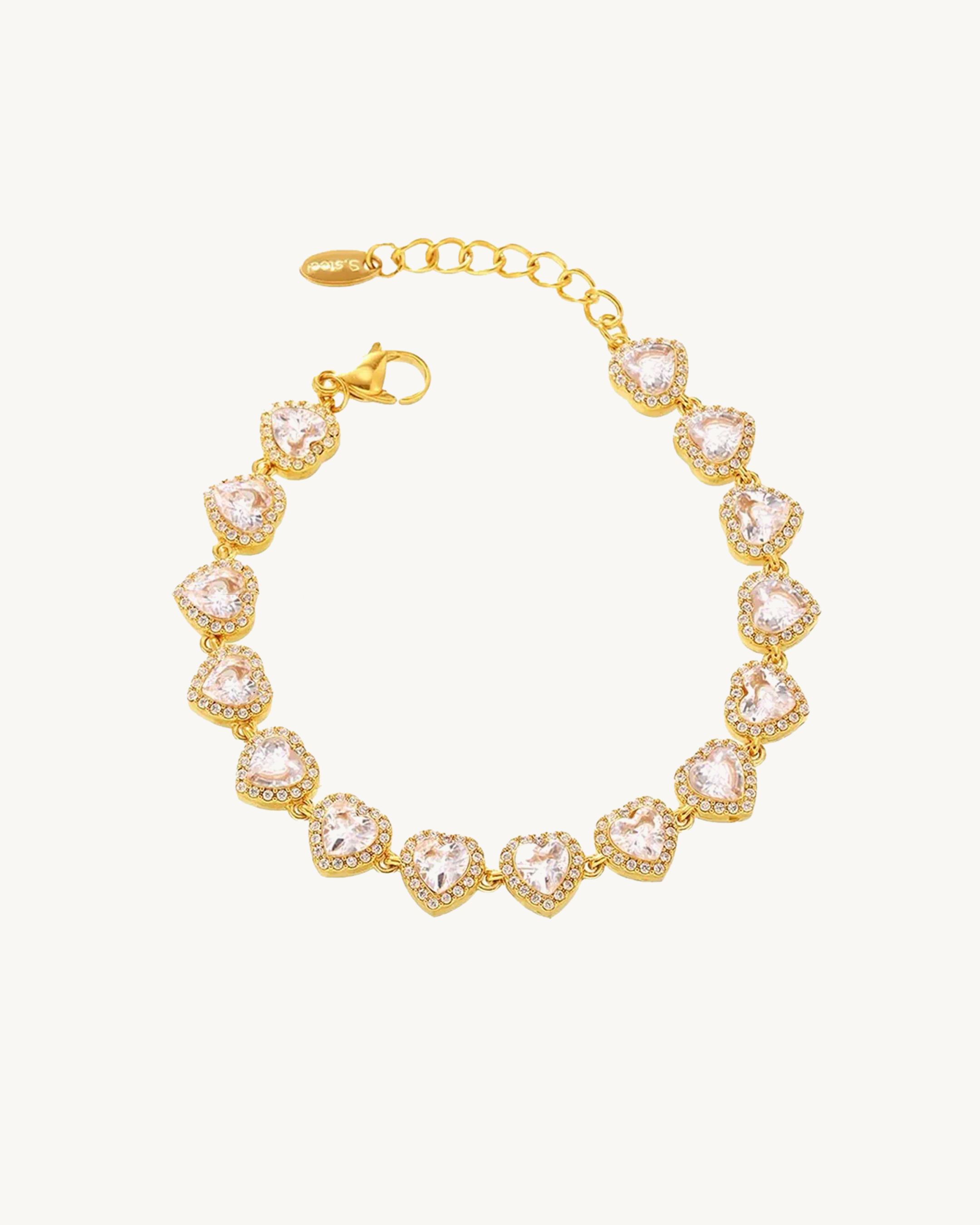 LUMIÉRE™ Heart Zirconia Stones Chain Bracelet - Gold