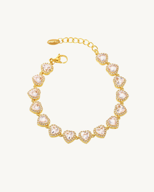 LUMIÉRE™ Heart Zirconia Stones Chain Bracelet - Gold