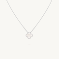 NOIR™ Clover Cable Chain Necklace - Silver Pearl