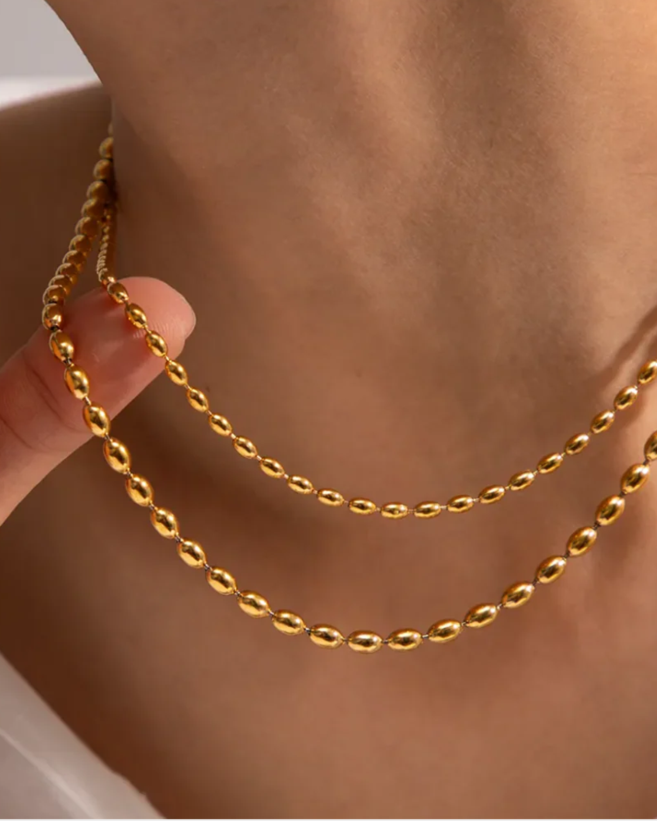Oval Beaded Chain - Gold