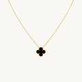 NOIR™ Clover Cable Chain Necklace - Black Gold