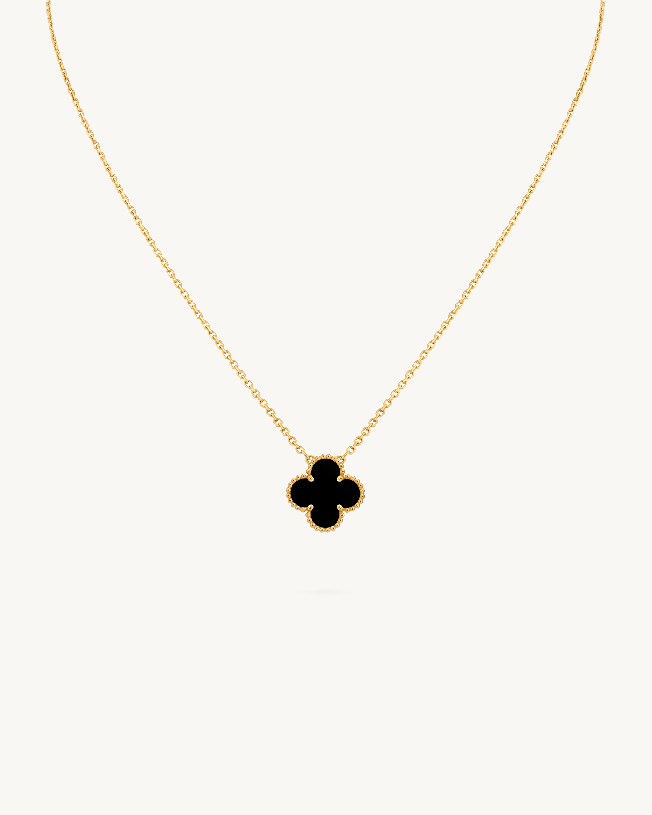 NOIR™ Clover Cable Chain Necklace - Black Gold