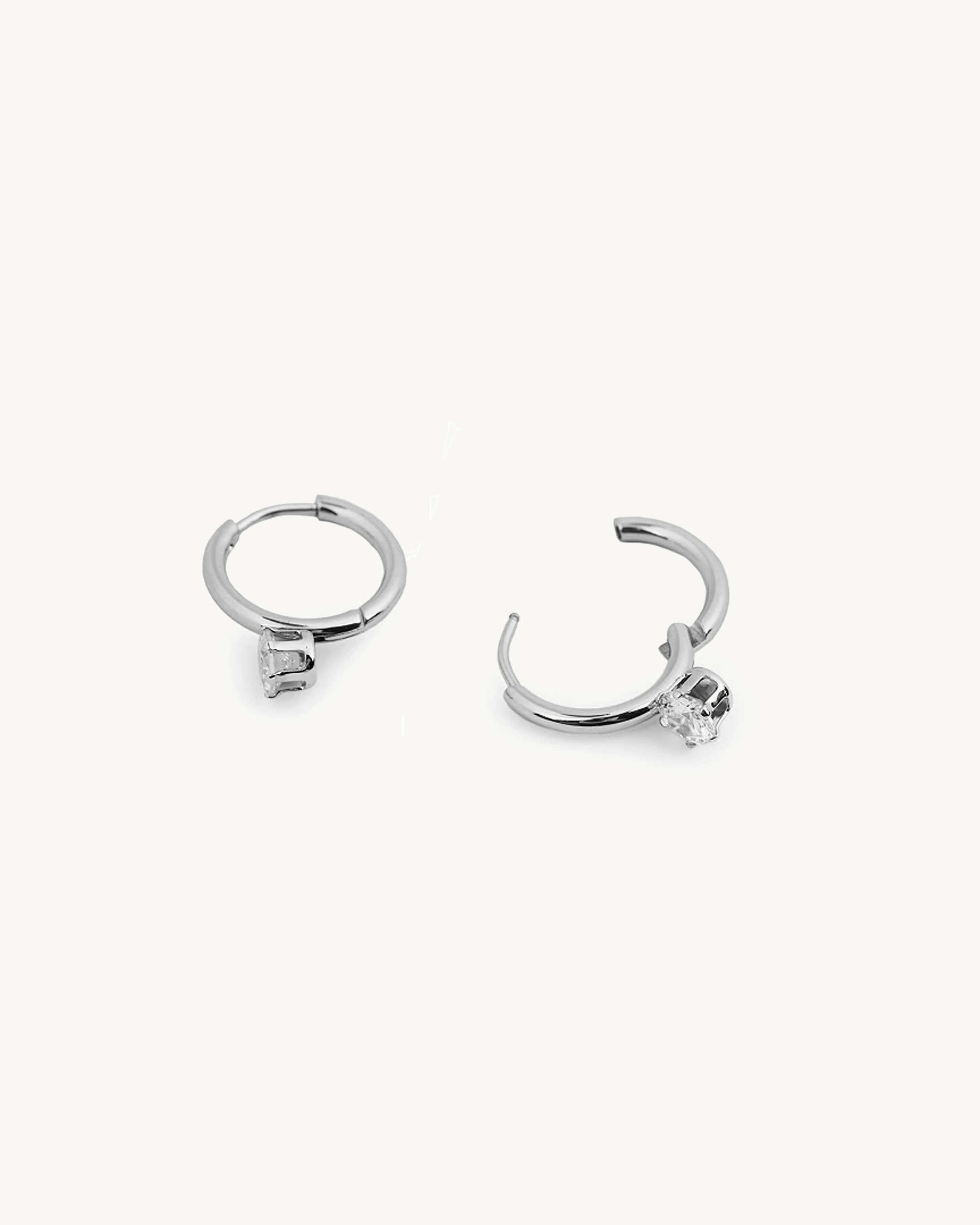 LUMIÈRE™ Solitaire Hoop Earrings - Silver