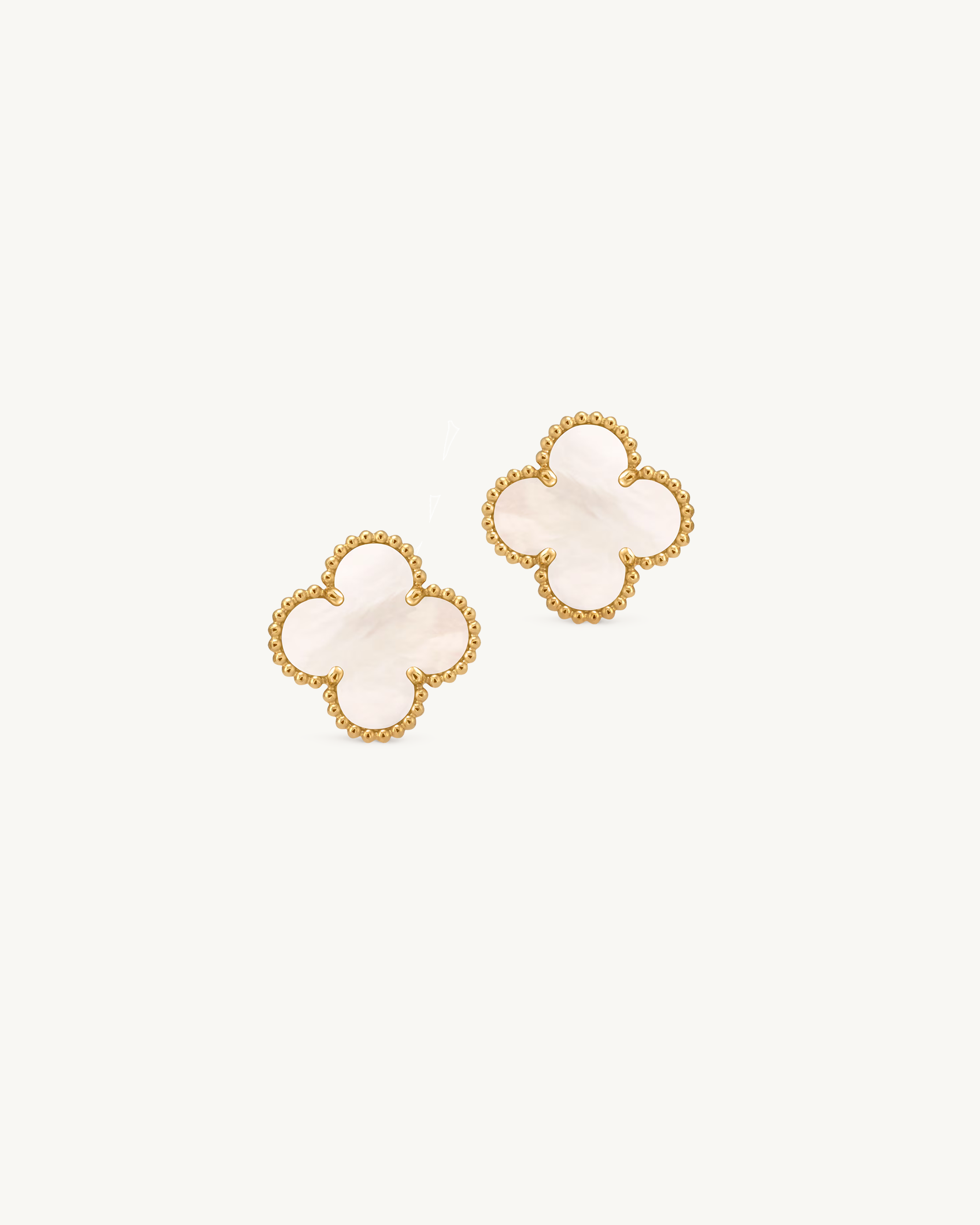 NOIR™ Clover Stud Earrings - White Pearl