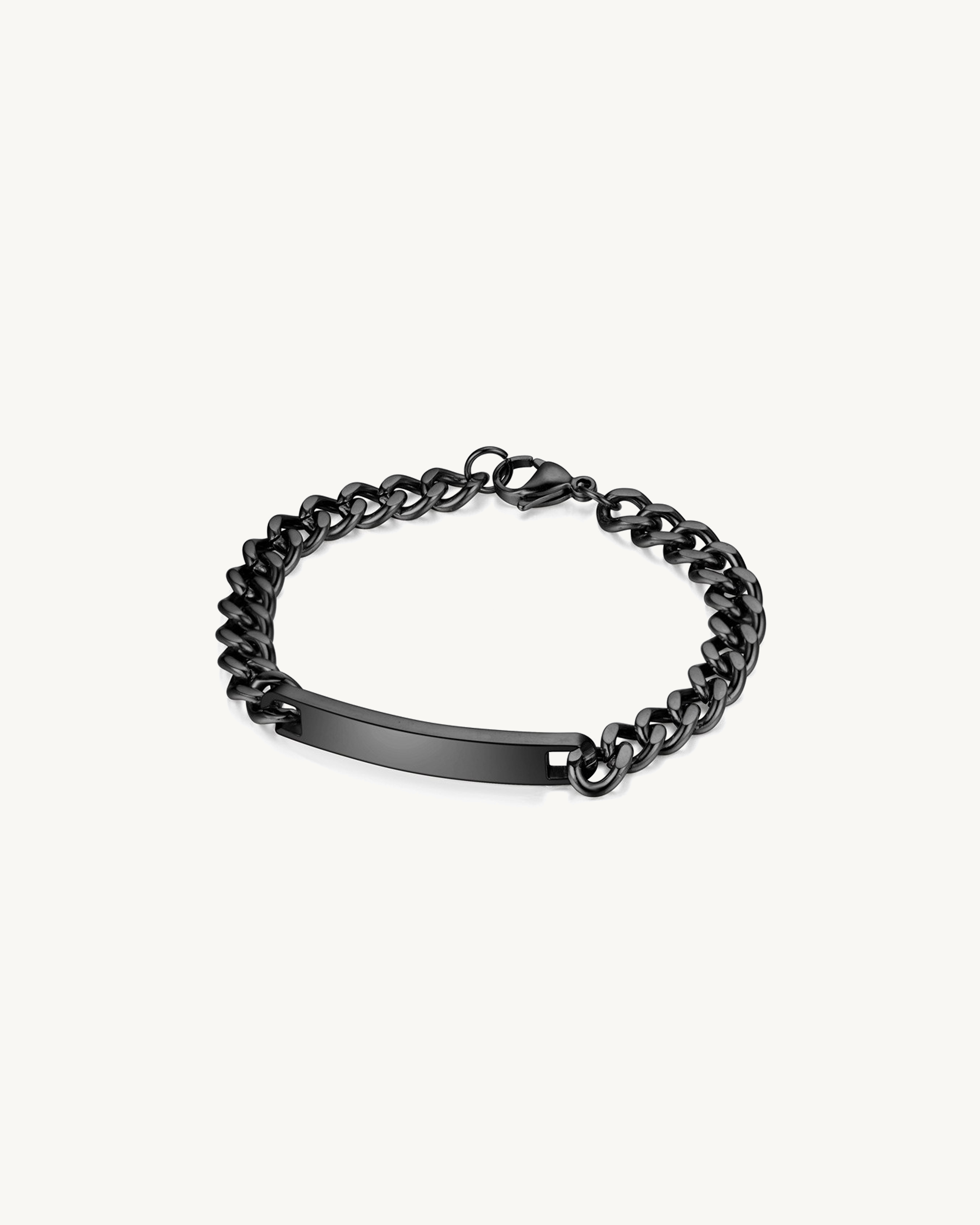 NEXUS™ 2.7mm Custom Engraved Curb Chain Bracelet – Black