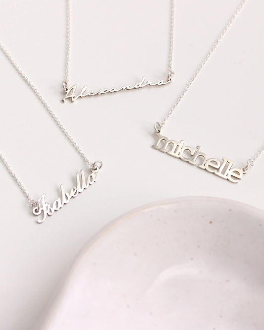 Personalized Name Pendant Chain Necklace - Silver