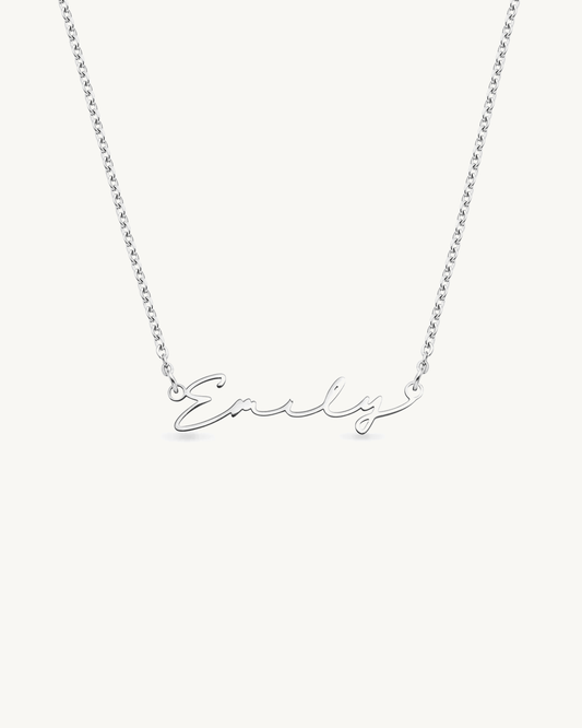 Personalized Name Pendant Chain Necklace - Silver