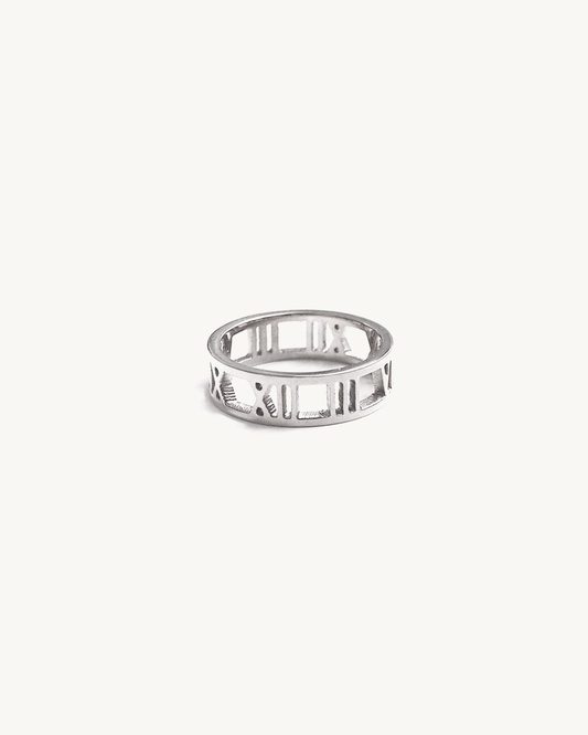 TORQUE™ Roman Cutout Band Ring - Silver